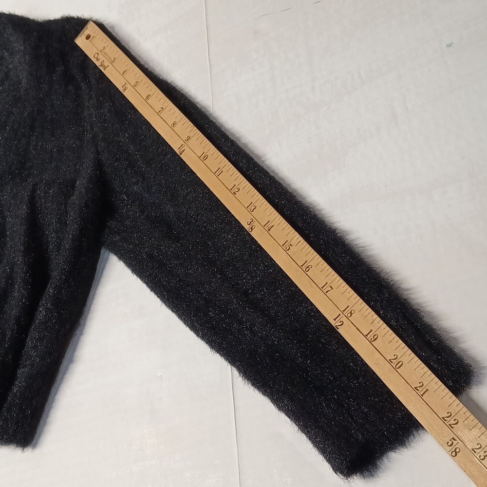 Calvin Klein black Open Front women’s cardigan sz large Fuzzy shrug EUC. - Picture 9 of 11